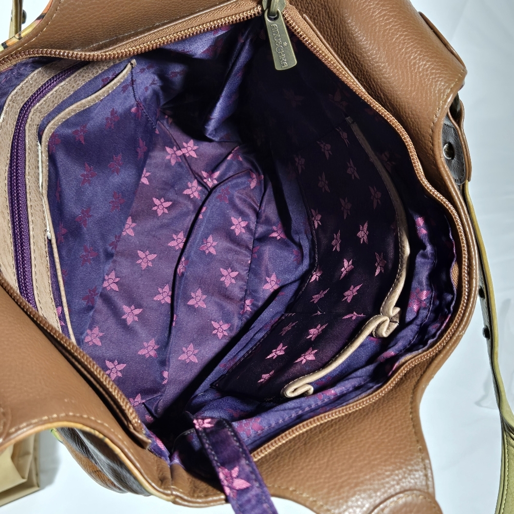 Anuschka Butterfly Floral Leather Handpainted Shoulder Handbag Coin Purse, Cover - Picture 11 of 15